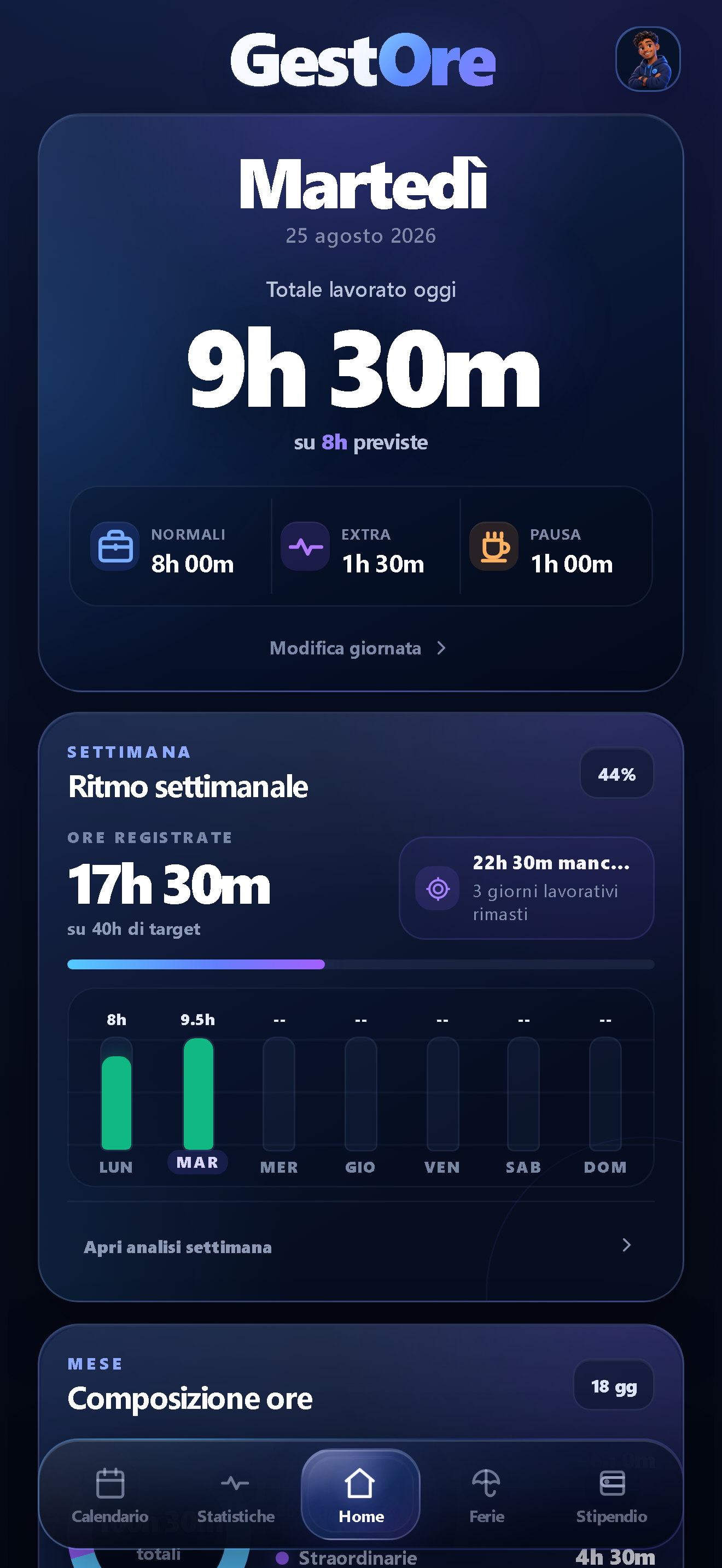 Schermata Home di GestOre su iPhone
